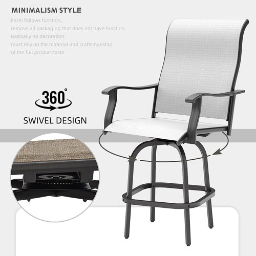 Wildon Home® Brinlee 5 Piece Outdoor Patio Swivel Bar Stools with Back